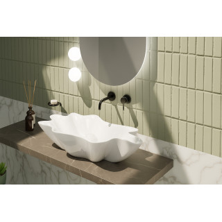 Shell porcelain washbasin | Elegant rectangular countertop basin