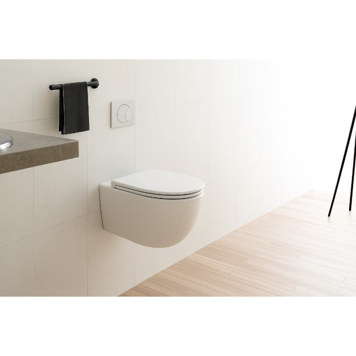 Open wall-mounted toilet in white porcelain | Modern and space-saving design