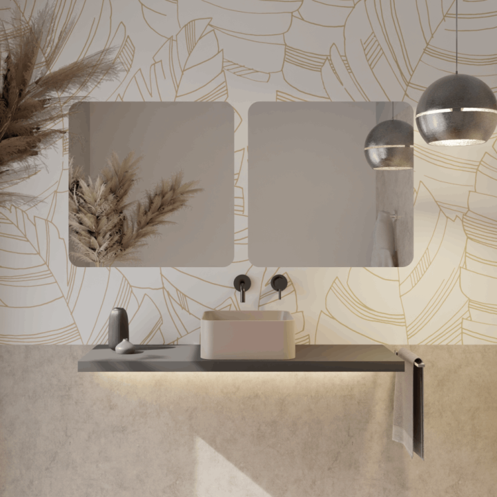 Spejl Kvadratisk bagbelyst 60 cm | LED-badeværelsesspejl i moderne design