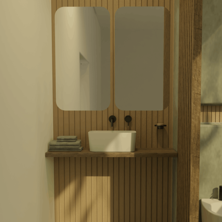 Rectangular backlit mirror 80 x 45 | LED bathroom mirror in modern design