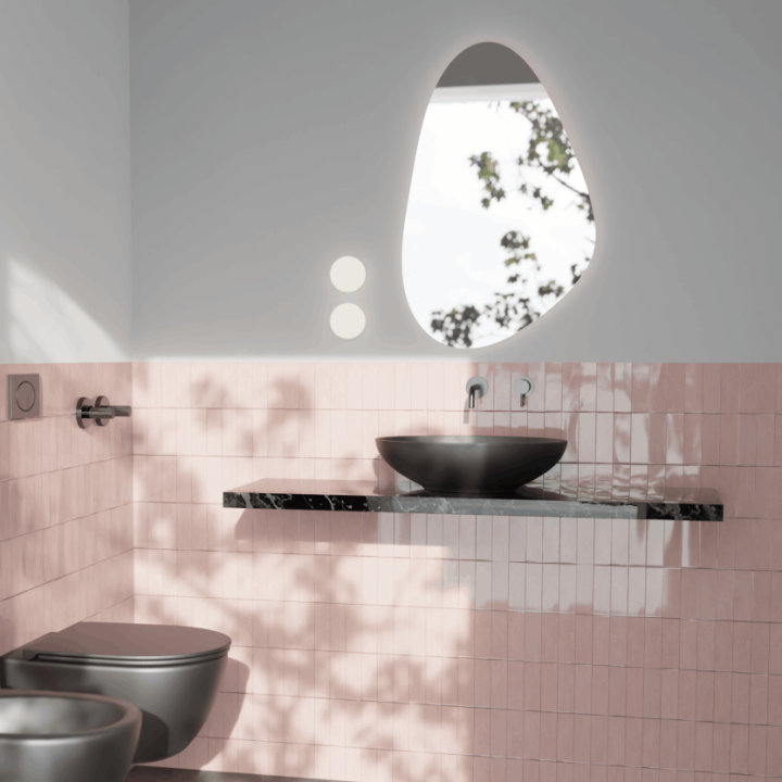 Rectangular backlit mirror 80 x 45 | LED bathroom mirror in modern design